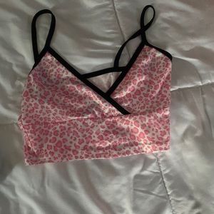 cheetah print cross crop top tank